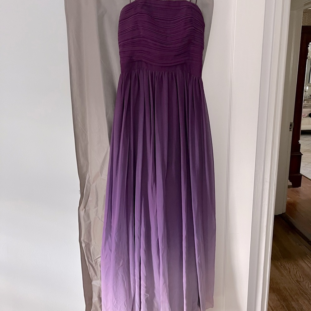 Strapless Chiffon Ombré Purple Maxi Dress